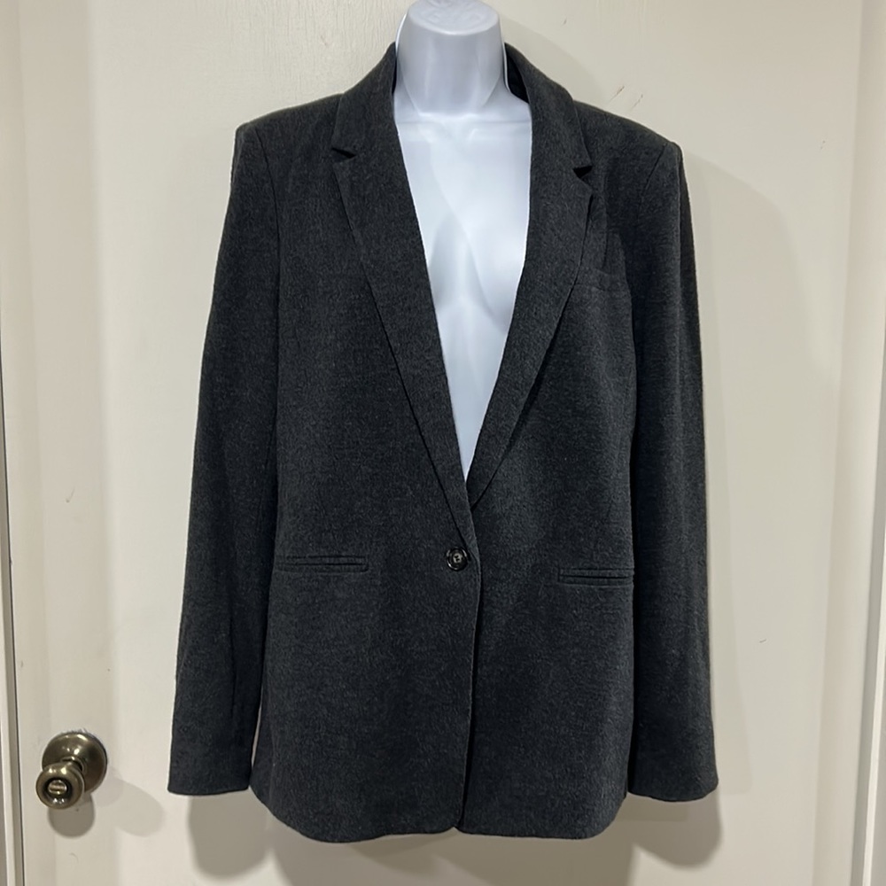LOFT Soft Cotton Charcoal Gray Blazer Size 10